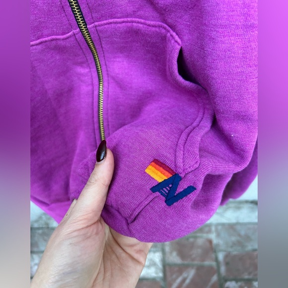 Aviator Nation Five Stripe Zip Hoodie Magenta/Orange Yellow New with Tags! - Picture 2 of 6